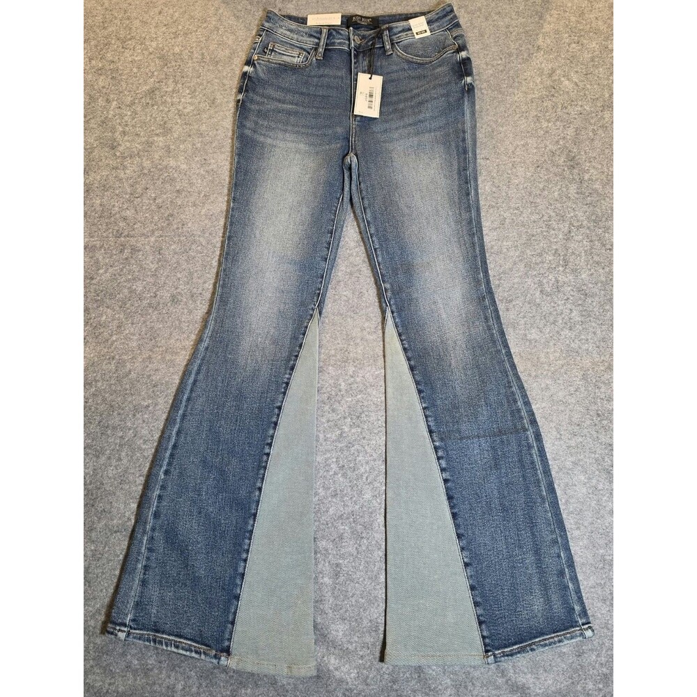 Judy Blue Women’s 7/28 NWT High Rise Flare Jeans Two Tone Inset Bell Bottom Y2k
